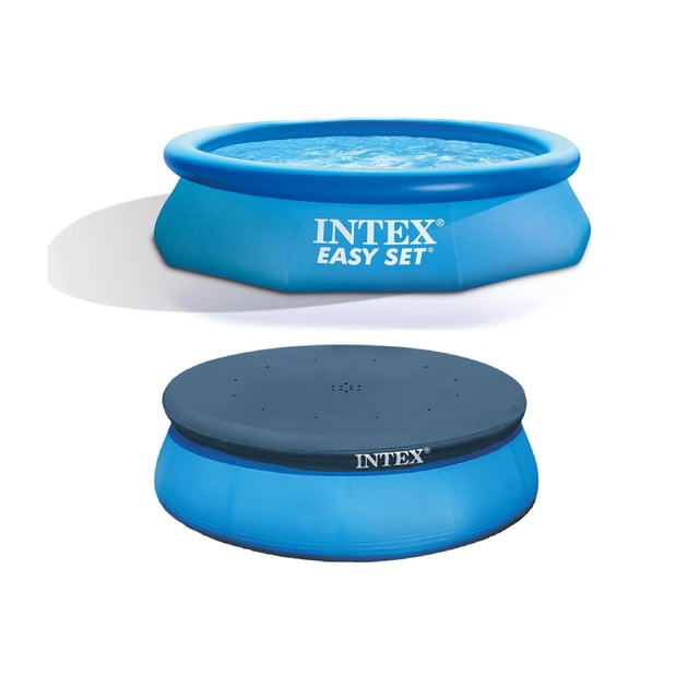 Intex Easy Set Piscine hors Terre Ronde Gonflable 10 Pieds X 30 Pouces avec Couverture. la Piscine Bleue en PVC a un Diamètre de 10 Pieds et une Hauteur de 2,5 Pieds, Pouvant Contenir jusqu'à 1 018 gallons d'Eau à 80 % de Plein. l'Ensemble Comprend une Housse Ajustée pour Débris avec un Porte-à-Faux de 12 Pouces et un Lien de Corde pour Garder la Piscine Propre. la Piscine Est Facile à Installer, Ne Nécessite Pas d'Outils, et Est Prête pour l'Eau en Environ 10 minutes. Idéale pour jusqu'à 4