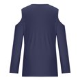thumbnail image 5 of Yuyuzo Womens Tunic Tops Cold Shoulder Long Sleeve Shirts Loose Solid Color Lightweight Tee Tops, 5 of 5