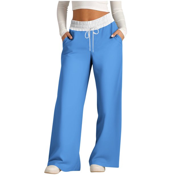 Pants for Women, Womens Fashionable Striped Printed Drawstring Wide Leg Pants