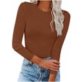 thumbnail image 1 of Qertyioot T-Shirt Blouse Basique Aguichant Moulante Extensible à Manches Longues pour Femme, Mode d'Automne, Hauts Unis, 1 of 7