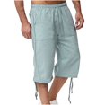 thumbnail image 2 of TopLLC Mens Shorts, Men Blouse Men's Cotton Drawstring Elastic Waist Cropped Shorts, 2 of 6