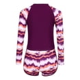 thumbnail image 4 of TiaoBug Kids Girls 2Pcs Sun Protection Swimsuit Rash Guard Swim Top with Shorts Vibrant Print Surfing Bathing Suit Rose Purple 90, 4 of 7