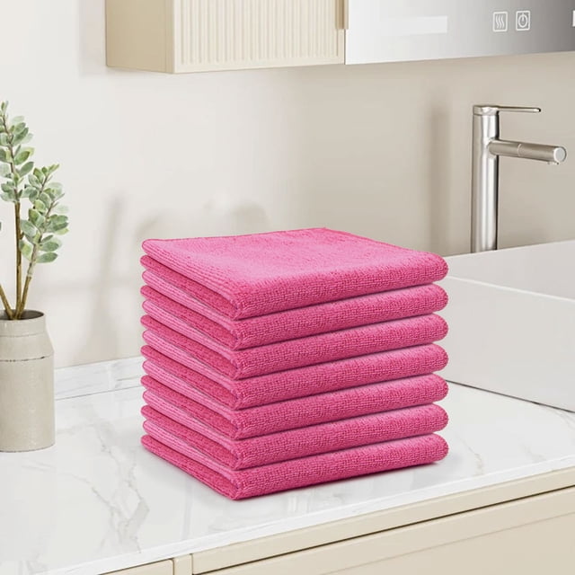 Meitianfacai Thickened Cloth Absorbent Dishwashing Cloth Kitchen Cleaning Cloth Hot Selling Multifunctional Stain Remover Cloth, Hot Pink