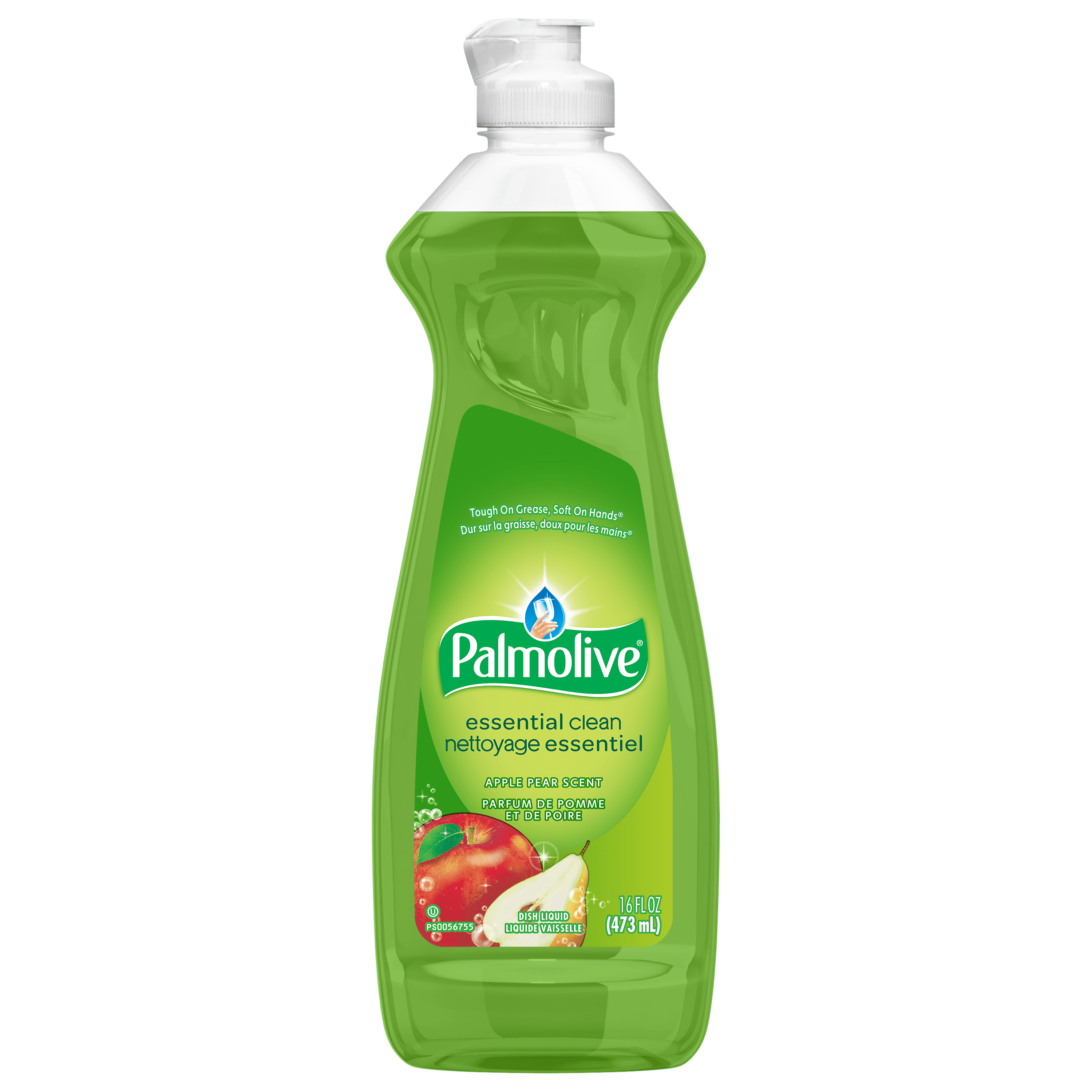 Savon à vaisselle liquide Palmolive Nettoyage Essentiel, 4 fois plus efficace contre la graisse et les taches, parfum de Pomme et de Poire, 473 ml