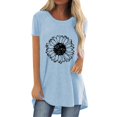 thumbnail image 1 of Pxiakgy Vente Chaude!! T-Shirt Graphique Tournesol Mignon à Manches Courtes Imprimé Vintage Mode Décontractée Col Rond Manches Courtes devant Long Dos T-Shirt Bleu Clair S, 1 of 4