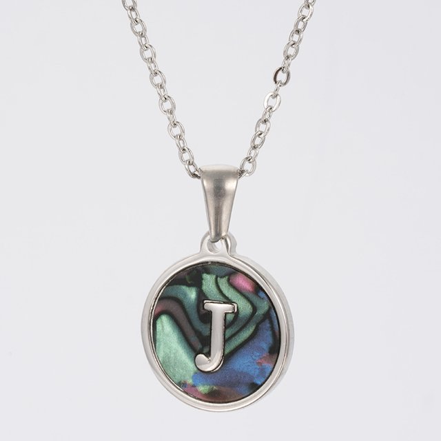 Colliers, Collier Lettre Coquille Mignonne pour Filles, Pendentifs Pièce pour Filles en Acier Inoxydable Colliers Initiale pour Femmes Bijoux Rond