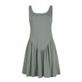 thumbnail image 4 of Liquidation d'Automne! Robes de Bal pour Femmes, Robe d'Été Décontractée pour Femmes avec Poches, Couleur Unie, Mini-Robe à Col en V, Gris, G, 4 of 9