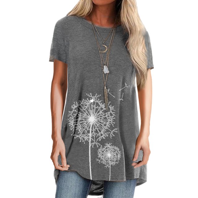 Innerwin T-Shirt Col Rond Femme Tee Vêtements de Détente Manches Courtes Hauts Décontractés Gris G