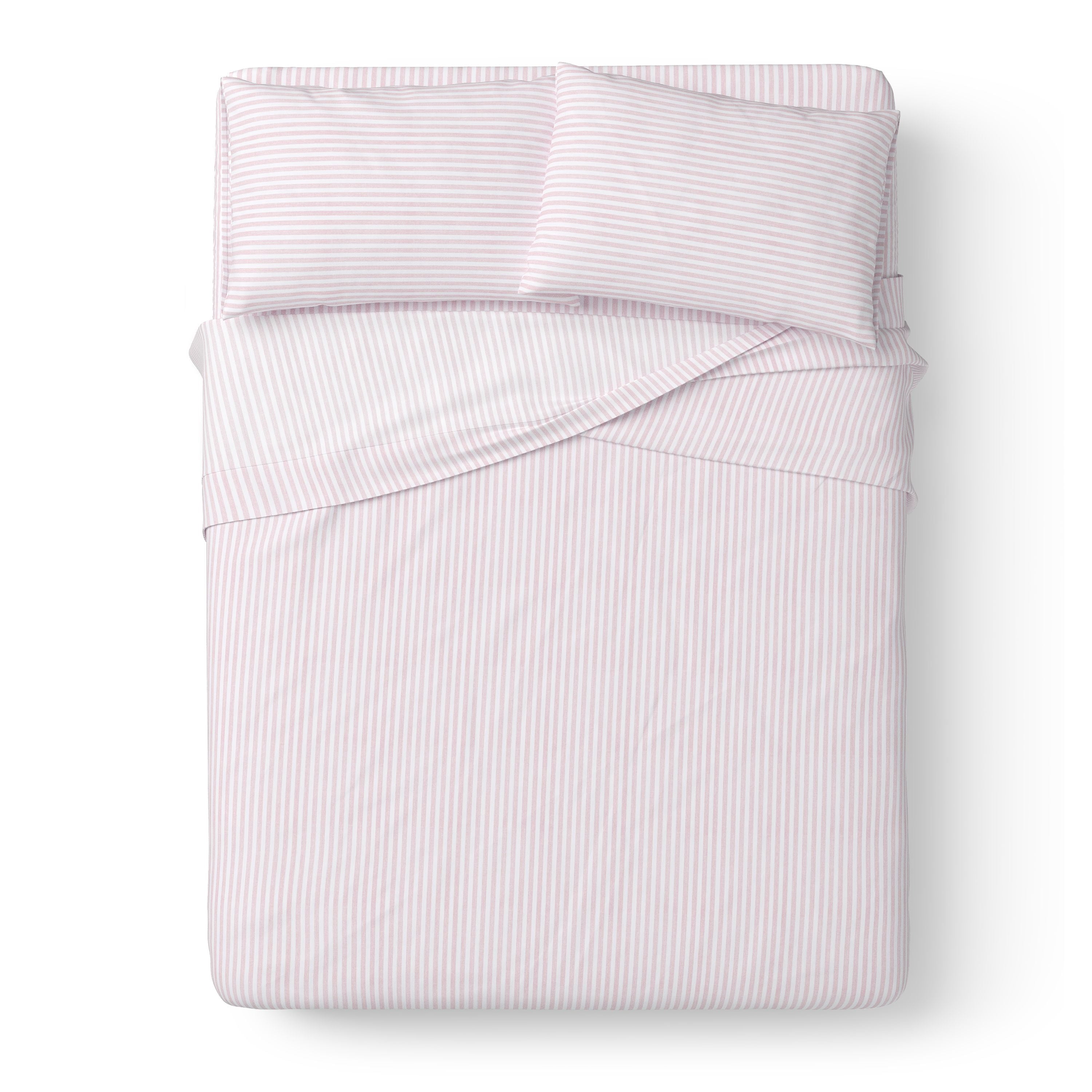 Mainstays Kids 220TC Cotton Stripe Pink Double, 4 Piece Sheet Set