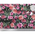 thumbnail image 3 of Soimoi Moss Georgette Fabric Leaves & Rose Flower Print Fabric by the Yard 42 Inch Wide, 3 of 3