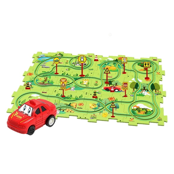 Trackmates Kids Car Track Set Puzzle Racer - Educational Toy for Play and Problem-Solving Slot Car Track with and Interactive Track Design