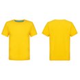 thumbnail image 1 of Ocealan Lot de 2 T-Shirts à Col Rond à Manches Courtes pour Garçons et Filles, Couleur Unie, Été, Décontracté, Coton, Hauts Tee 2-12 Ans Jaune 7-8, 1 of 6