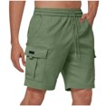 thumbnail image 2 of cllios Mens Cotton Shorts with Pockets Cargo Shorts Drawstring Elastic Waisted Casual Sweat Shorts Summer Lightweight Work Jogger Shorts for Golf Hiking, 2 of 7