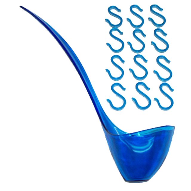 Indiana Harvest Princess Blue Plastic Punch Bowl Ladle & 12 Plastic Matching Hooks