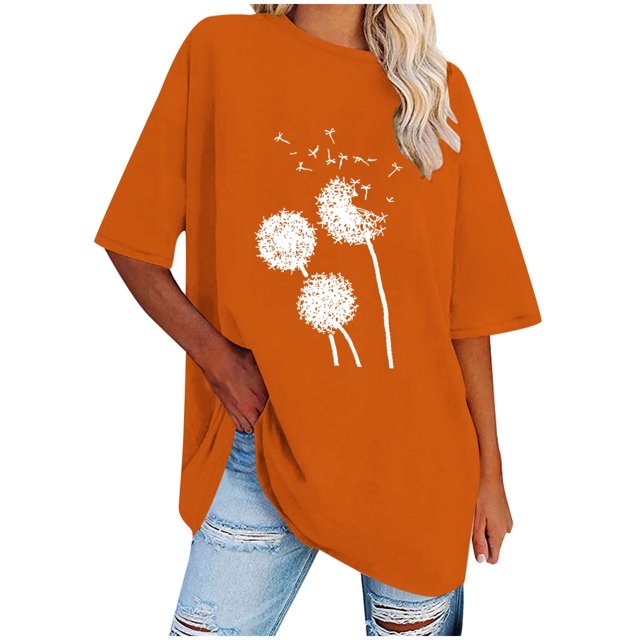 Blouses pour Femmes T-Shirt Décontracté à Col Rond Imprimé pour Femmes Haut Ample à Manches Courtes Blouse