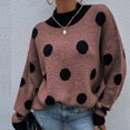 thumbnail image 1 of Chandail à Pois en Tricot à Col Rond pour Femme, Mode, Chandail Tricoté, Haut, Blouse, 1 of 5