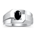 thumbnail image 1 of RYLOS Men's Rings 14K White Gold Ring Classic Solitaire 7X5MM Oval Shape Gemstone Designer Band Cabochon Onyx October Birthstone Rings For Men Size 9, 1 of 5