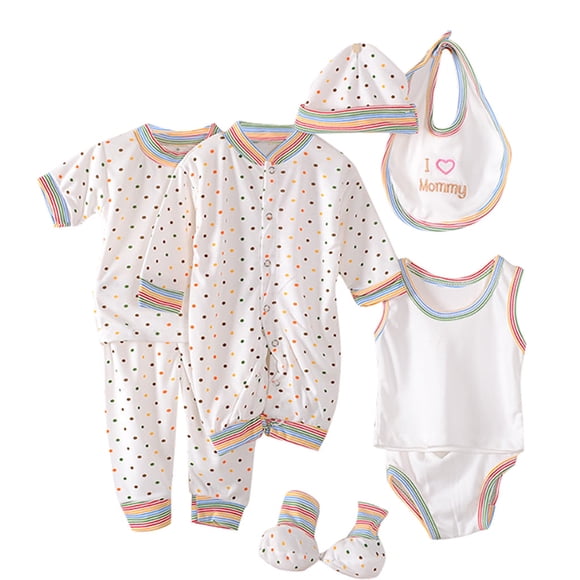 AJIWYH Teen Girl Clothes,8PCS Baby Boy Girl Tops+Hat+Pants +Bib+Sock Shose+Romper Outfits Set Baby Receiving Blanket Set Multicolor,One Size