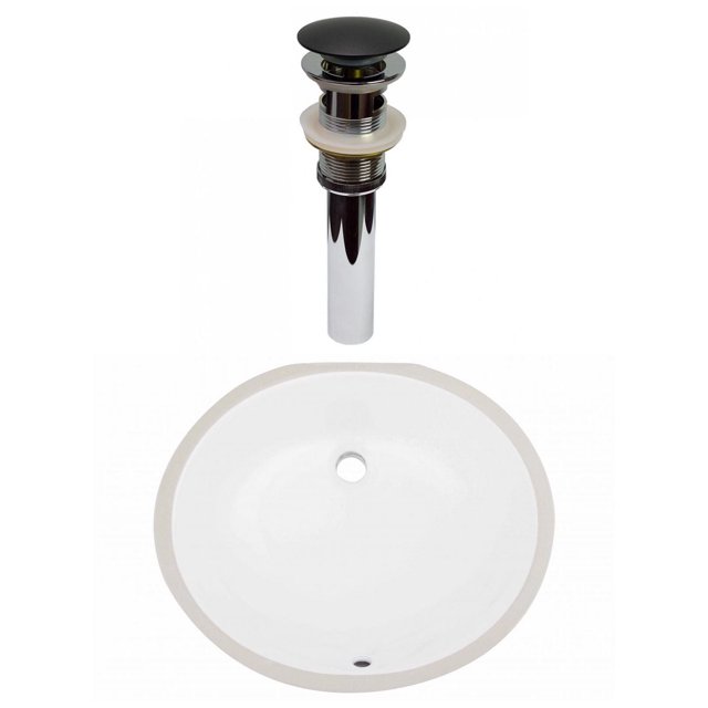 American Imaginations 19.25-in. W CUPC Oval Bathroom Undermount Sink Set In White - Black Hardware - Overflow Drain Incl. AI-31771