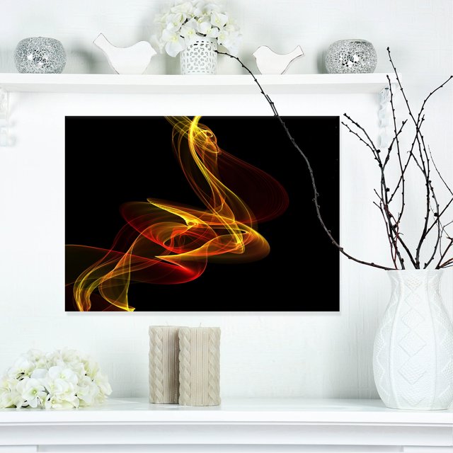 Red Yellow Twisted Waves Fractal - Large Abstract Canvas Wall Art