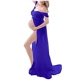 thumbnail image 2 of Offres du Jour TMOYZQ Robes de Maternité pour Femmes Épaules Dénudées Sans Bretelles Robe en Mousseline Fendue devant Robes Maxi Mode Robes Maxi pour Photographie, 2 of 7