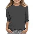 thumbnail image 1 of MeetoTime T-shirt Uni à Manches 3/4 et Col Rond pour Enfants, T-shirt pour Tout-Petits Garçons Filles 3-12 Ans, 1 of 5