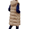 thumbnail image 2 of Innerwin Gilet Sans Manches à Capuche pour Femmes, Veste de Voyage Mi-Longue, Khaki 4TG, 2 of 4