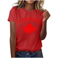 thumbnail image 1 of Pisexur Hauts pour Femmes, Hauts d'Été pour Femmes, Nouveau Pull à Manches Courtes Col Rond Décontracté Imprimé Rouge, 3TG, 1 of 5