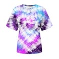 thumbnail image 4 of FAIWAD Tie Dye Print Tunic Tops for Womens Short Sleeve Round Neck Trendy Spring Summer Tops, 4 of 4