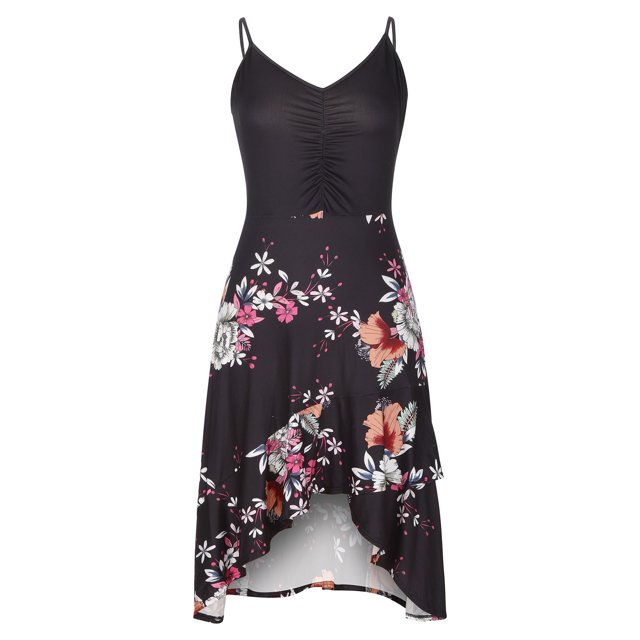Pisexur Robe Sans Manches à Col en V Mode Robes pour Femmes Col en V Été Imprimé Décontracté Sans Manches Vacances Plage Longueur Genou Robe Femme Robe