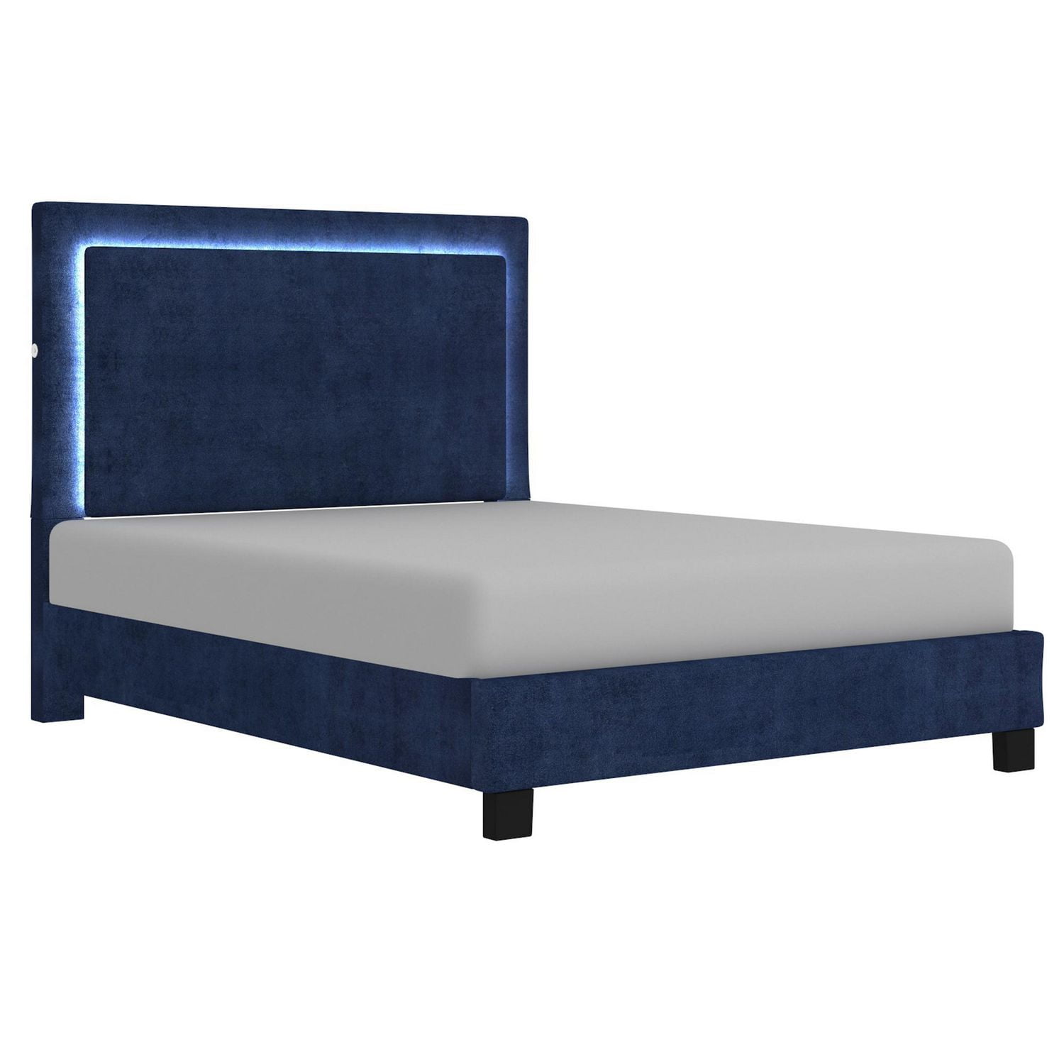 Lit Plateforme, 78 Po Avec Luminaire, Bleu