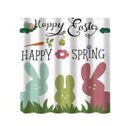 Shower Curtain Hooks,Shower Curtains for Bathroom Easter Shower Curtain Watercolor Bunny Floral Bathroom Curtains Spring Holiday Bathroom Decor Washable Fabric Shower Curtain Liner