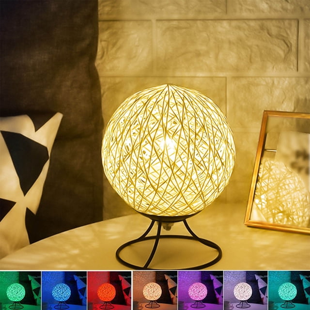 SuoKom Bedroom Lamp, Children's Night Lamp - Cane Ball Lamp 5.9 Inch Led Spherical Cane Ball Lamp, Dimmable Led Projection Lamp, with Remote Control