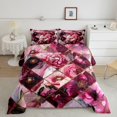 thumbnail image 2 of Erosebridal Geometric Square Bedding Twin Comforter Set,Pink Flower Down Comforter,Floral Decor,2-Piece, 2 of 8