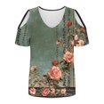 thumbnail image 4 of Soki Women's Off Shoulder Tee Clearance Blouses Short Sleeved V-Neck Fashionable Tops, 4 of 6