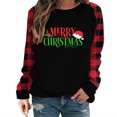 thumbnail image 2 of EQWLJWE Joyeux Noël Chemises pour Femmes Manches Longues à Carreaux Manches Raglan Imprimé Lettre de Noël Col Rond Chandail Chemise T-Shirt Tunique Hauts Manches Raglan de Vacances, 2 of 3