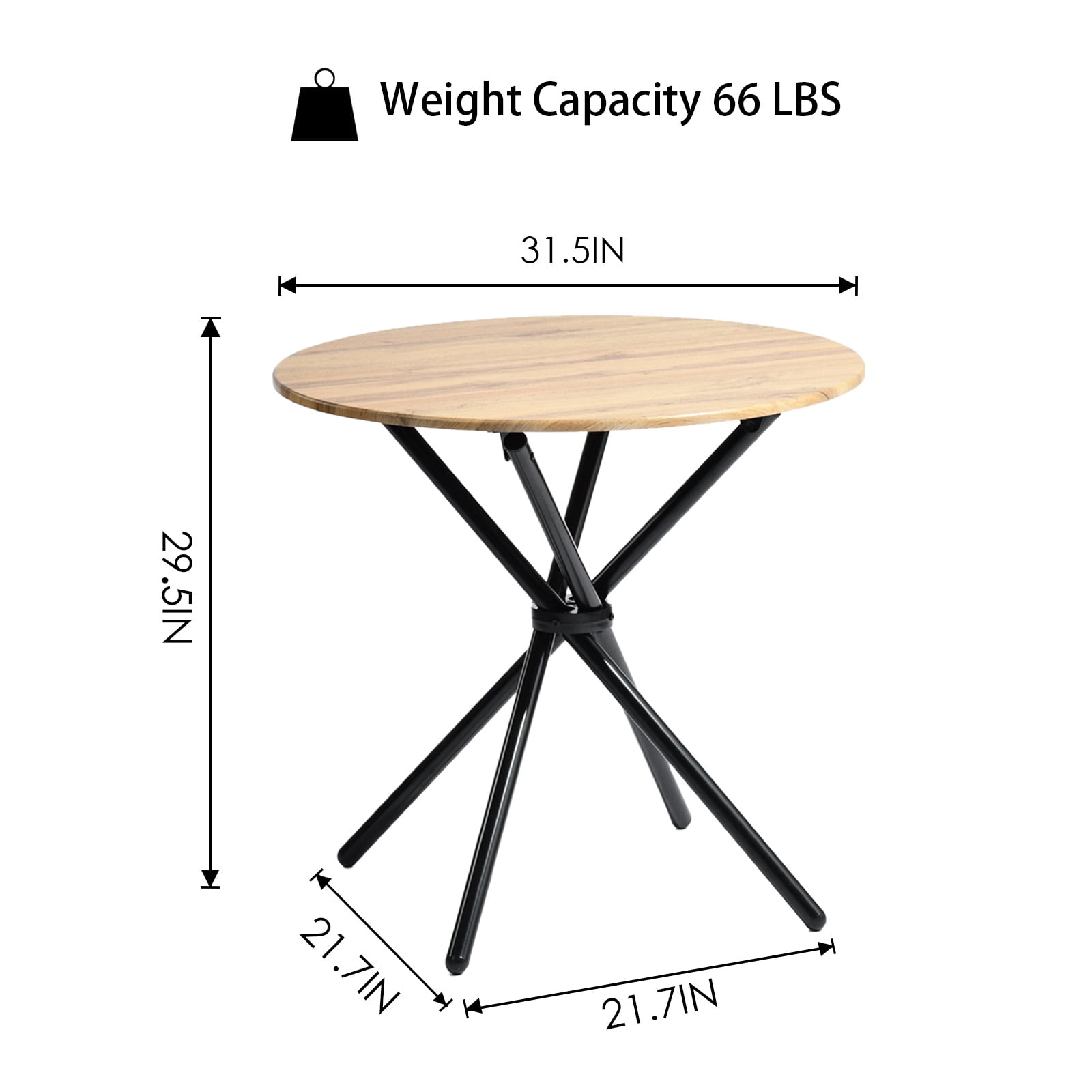 Table d'appoint ronde Homy Casa pour le salon, plateau de 80 cm avec pattes en métal, brun foncé, pièce d'appoint moderne