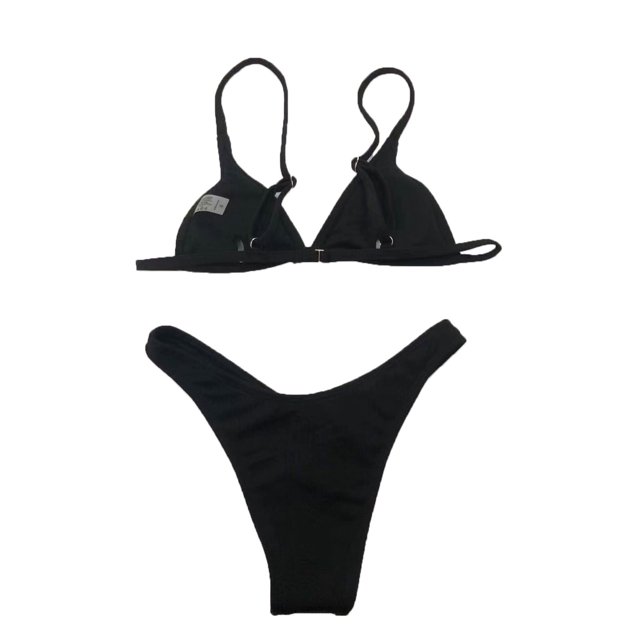 Femmes Drôle Imprimé 2Pcs Bikini Costume Profond V-Cou Amovible Pectoral Sling Tops avec Triangle Bas