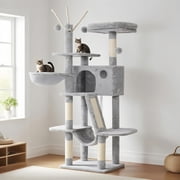 Cat Tree Cat Tower for Indoor Cats Cat House with Padded Platform Bed Toy Balls Large Cozy Condo Hammocks and Sisal Scratching Posts Smoky MPJSG