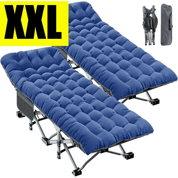 Slsy Lot de 2 Lits de Camp Pliants Surdimensionnés TTG pour Adultes, Lit Pliant TG 900 Lb avec Matelas Double Face de 3,3 Pouces et Sac de Transport, Lit de Couchage Portable, Lit Pliant Lit d'Appoint