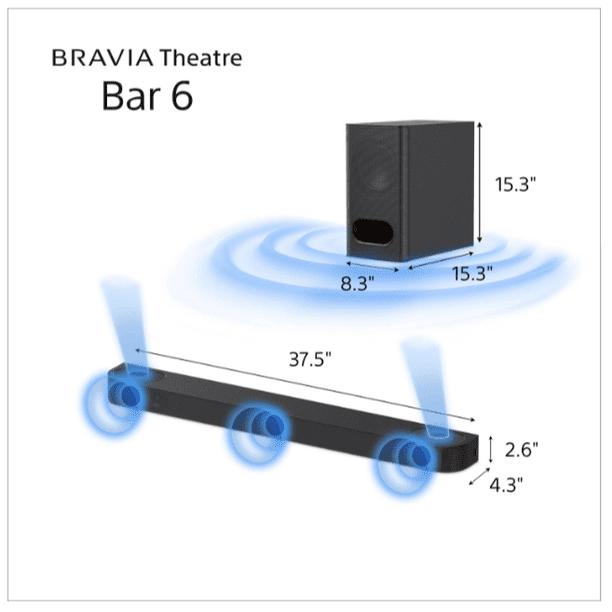 Sony BRAVIA Theatre Bar 6 HT-B600 3.1.2 Channel Sound Bar with