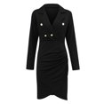thumbnail image 4 of Pompotops Robe Aguichant à Manches Longues pour Femmes, Col en V, Robe de Soirée et de Bureau, 4 of 6