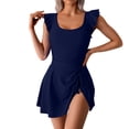 thumbnail image 1 of Womens One Piece Swimdress Cute Ruffle Tummy Control Skirt Swimsuit Drawstring Split Hem Swim Dresses, 1 of 6
