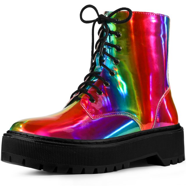 Unique Bargains Bottines de Combat à Lacets à Plateforme à Bout Rond pour Femmes