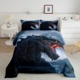 thumbnail image 2 of YST Dragon Ensemble de Couette Format Simple, Ensembles de Literie 3D Dinosaure Rugissant Doux pour Chambre, Ensembles de Couette de Literie pour Enfants Garçons Imprimés Tonnerre Faune Rocheuse, Couette en Duvet Gothique Ciel Noir Orange, 2 of 6