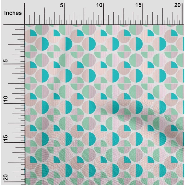 oneOone Cotton Silk Fabric Circle Geometric Print Fabric By Yard 42 Inch Wide