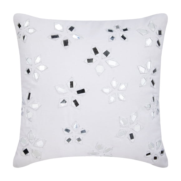 The HomeCentric Euro Shams Decorative White Euro Shams Pack of 2 26x26 inch (65x65 cm) Cotton Euro Size Pillow Covers Nature & Floral Mirror Embroidery Contemporary Euro Pillow Shams - Floral Lake