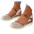 thumbnail image 3 of Bmisegm Sandales Compensées à Talon Compensé Épais pour Femmes, Tressées, Bout Rond, Bride à Boucle, Été, Sandales pour Femmes Été Blanc 7.5, 3 of 8