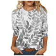 thumbnail image 2 of Jsaierl Automne Manches 3/4 Hauts pour Femmes Décontractés Col Rond Chemises Mode Imprimées T-Shirts Confortables Légers 2024 Blouses pour Dames, 2 of 5
