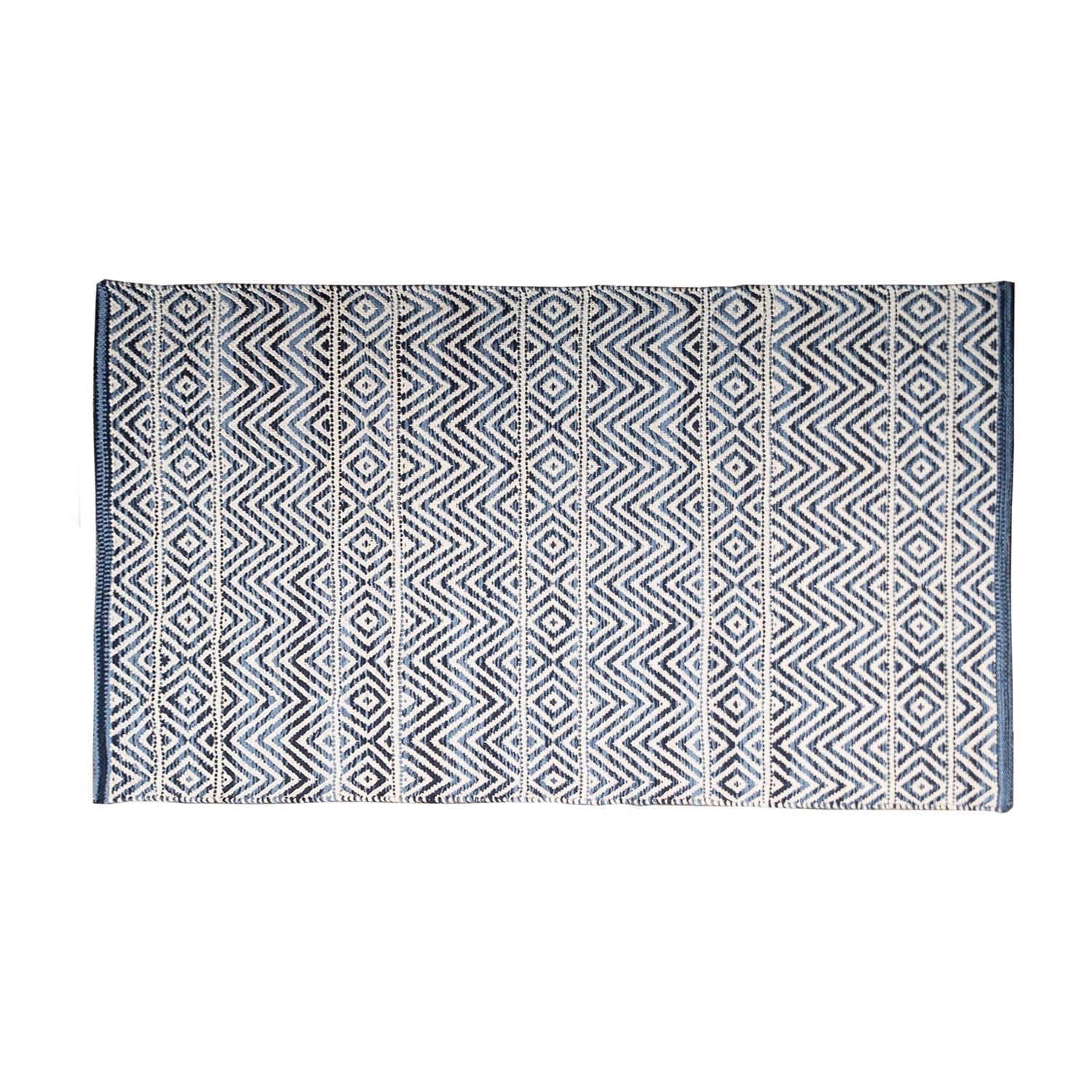 Fabstyles Herringbone Cotton Flat Weave Area Rug for Living Room, Hallway, Patio